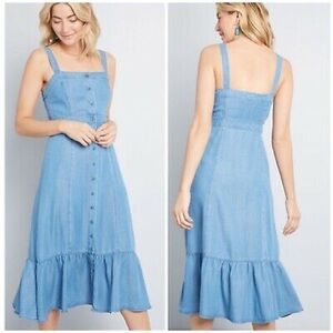 BB Dakota Babe Next Door Indigo blue midi Tencel Dress size 12